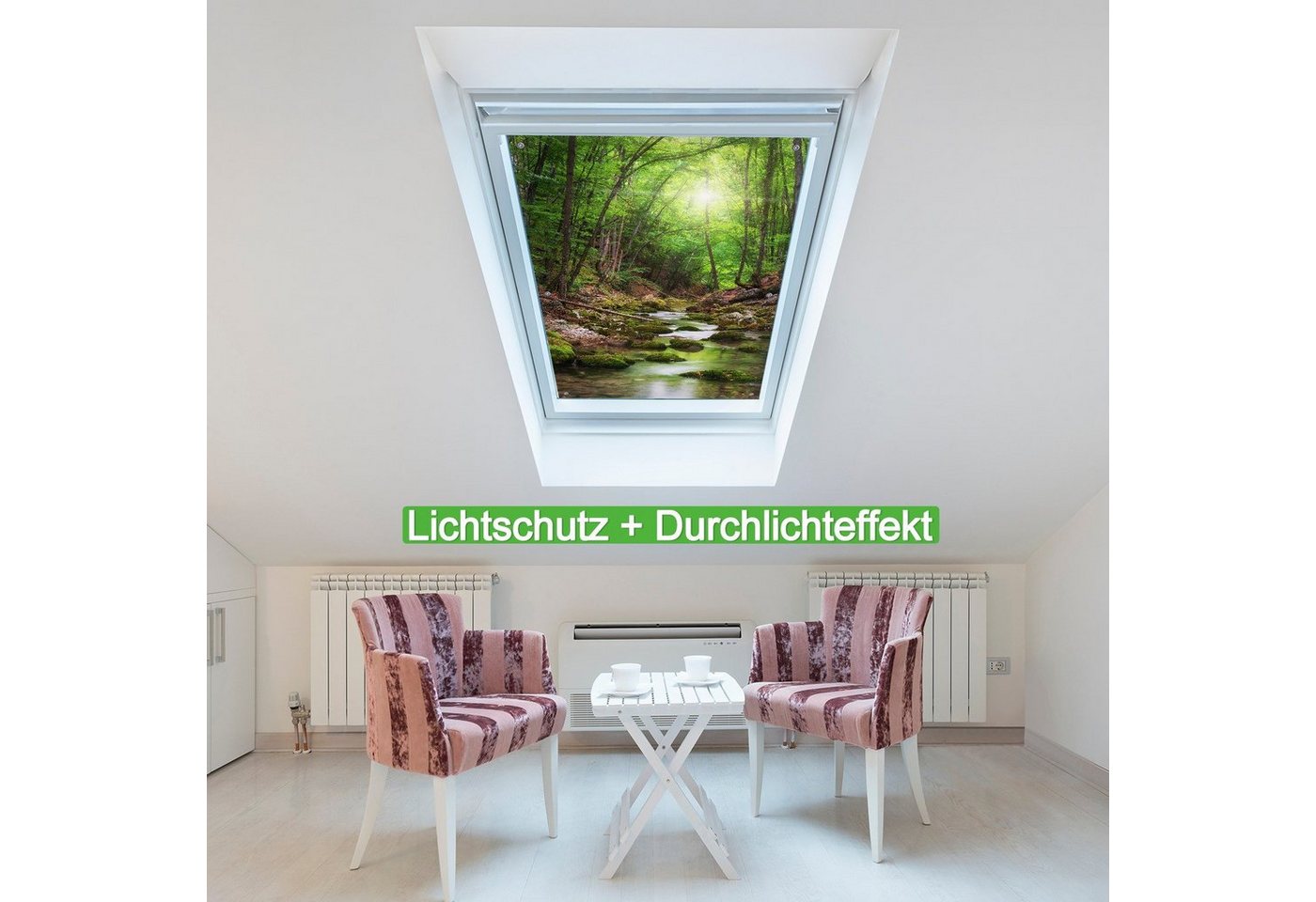 Wallario Sonnenschutz Fluss im Wald, blickdicht, mit Saugnäpfen, wiederablösbar und wiederverwendbar Bild 2