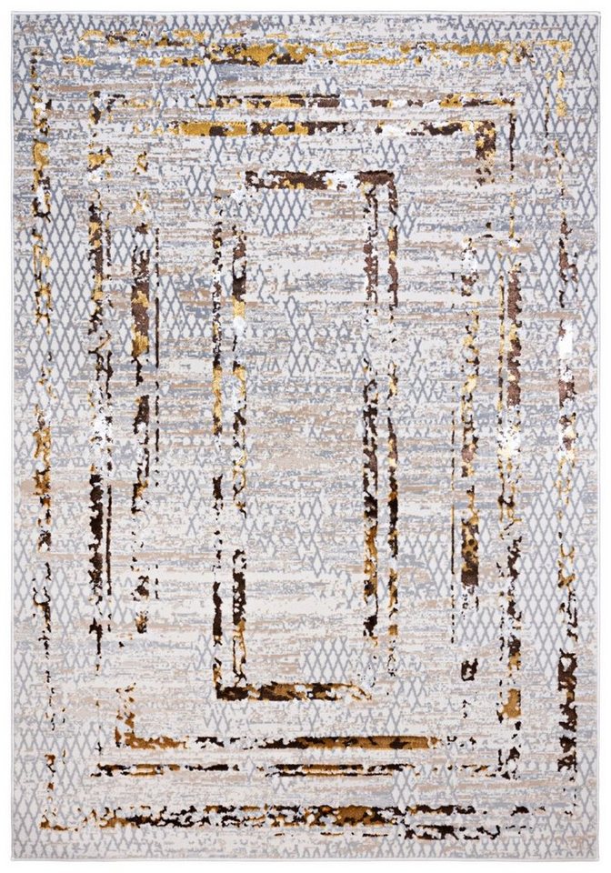 Mazovia Designteppich Modern Teppich für Wohnzimmer - Glänzende Beige Creme mit Gold, 80 x 150 cm Bild 4