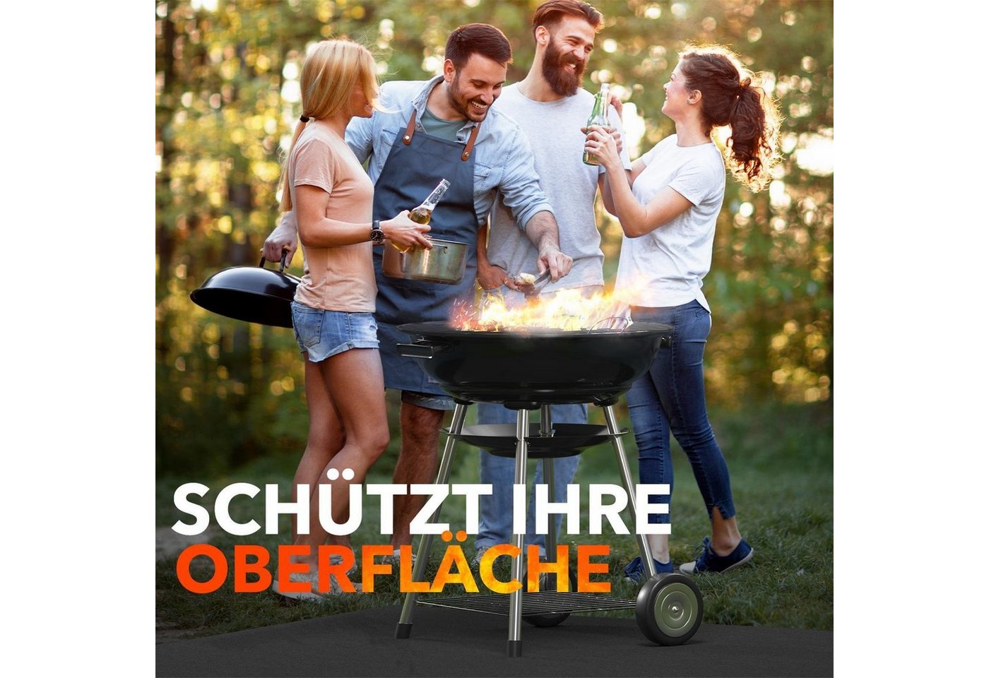 EVOCAMP Bodenschutzmatte feuerfeste Unterlage, für Grill, Brandschutz bis zu 982 °C, 1-St., Feuerfester Stoff ideal als Feuerschutzmatte oder als Grillunterlage, schwarz 100x100 cm Bild 5