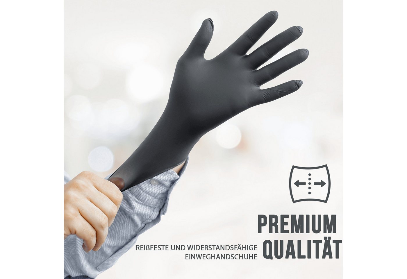 IEA Medical Einweghandschuhe Nitril-Handschuhe schwarz (100-St., Box) puderfrei, latexfrei, Hygiene-, Schutz-, Untersuchungshandschuhe