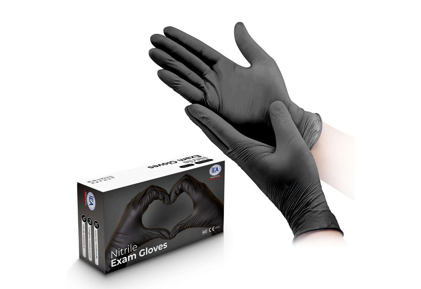 IEA Medical Einweghandschuhe Nitril-Handschuhe schwarz (100-St., Box) puderfrei, latexfrei, Hygiene-, Schutz-, Untersuchungshandschuhe Bild 4