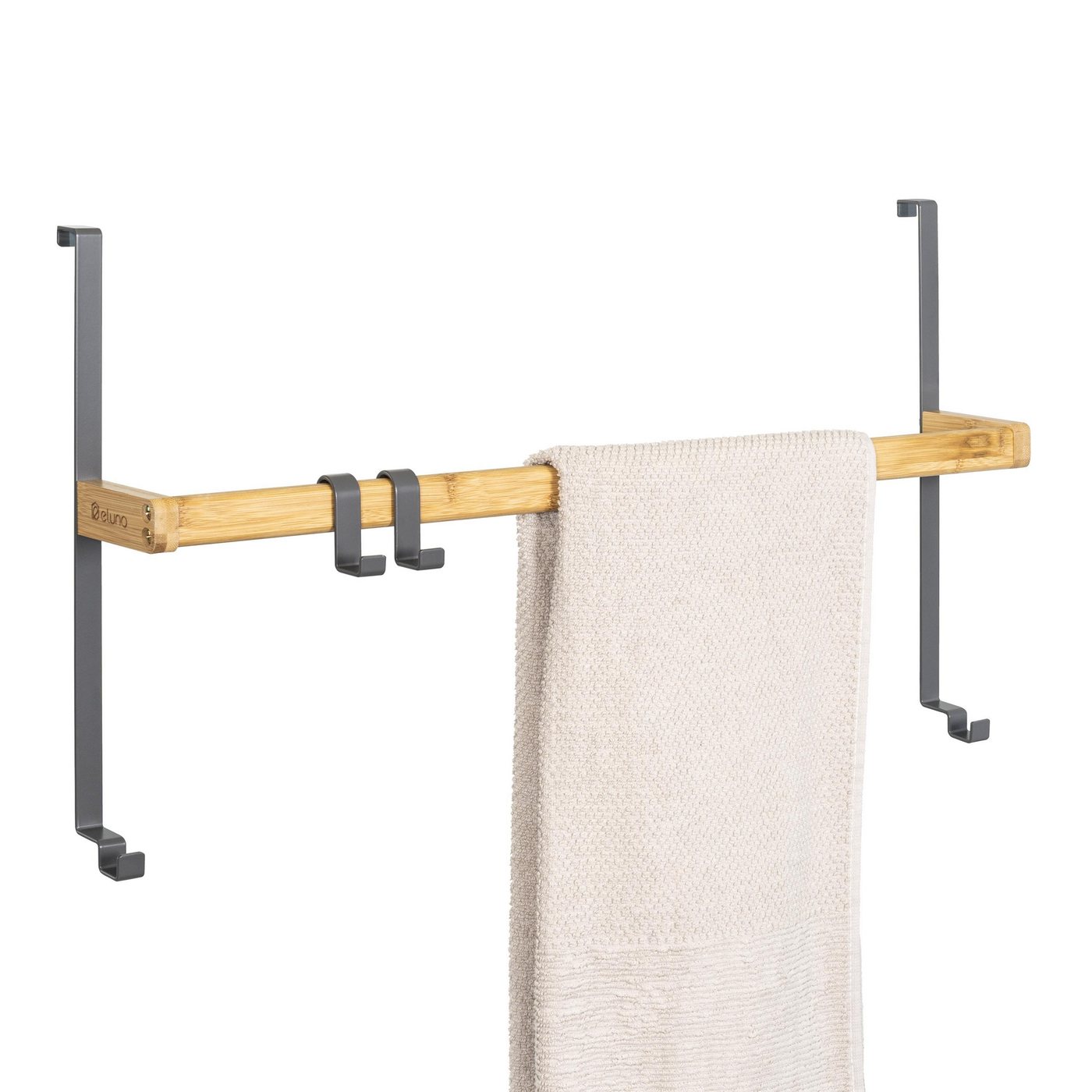 eluno Türregal aus Metall und Bambus, 1 Handtuchstange, 2 Haken Bild 4