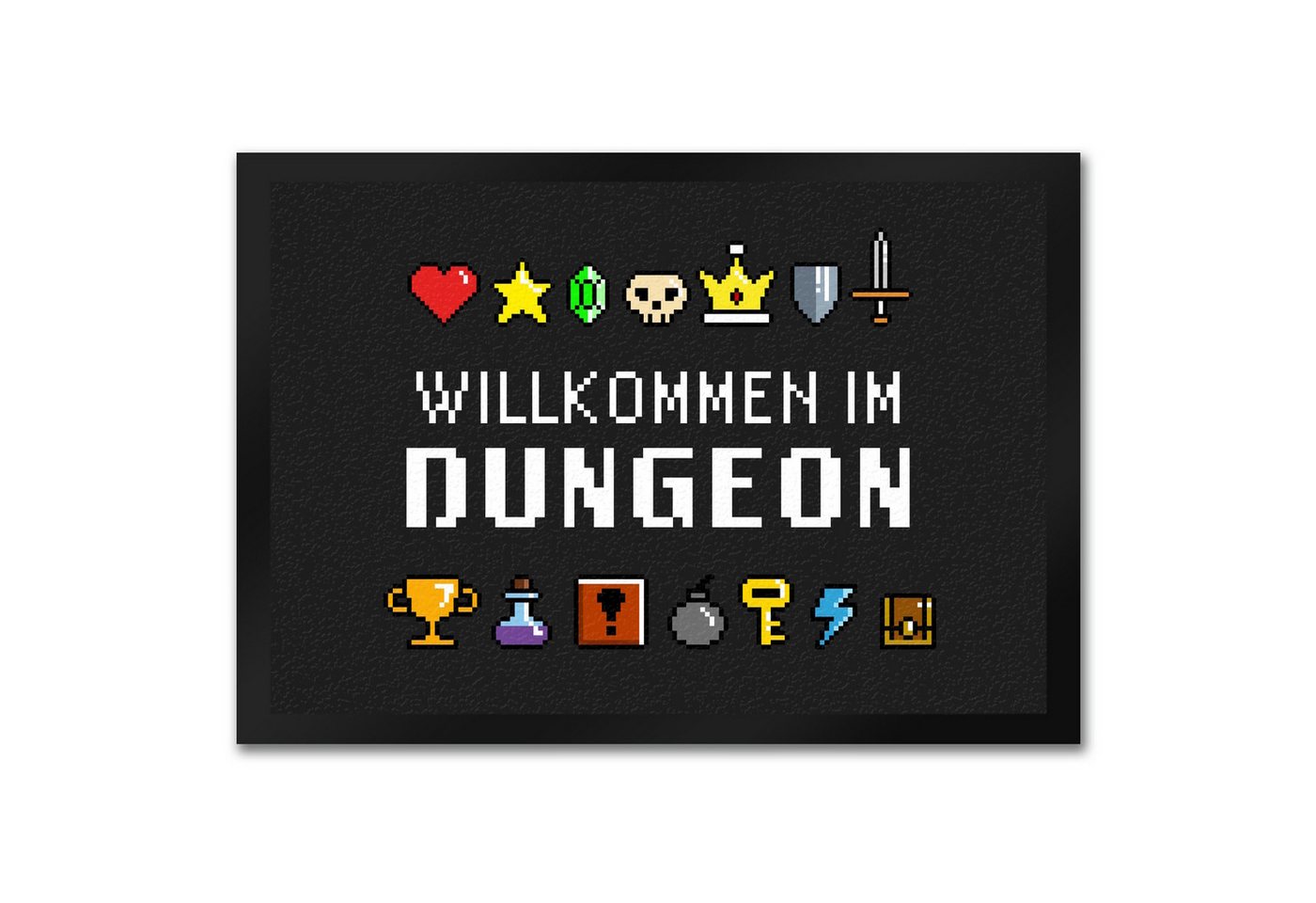 speecheese Fußmatte Willkommen im Dungeon Fußmatte in 35x50 cm für Gamer mit bunten Pixel Bild 2
