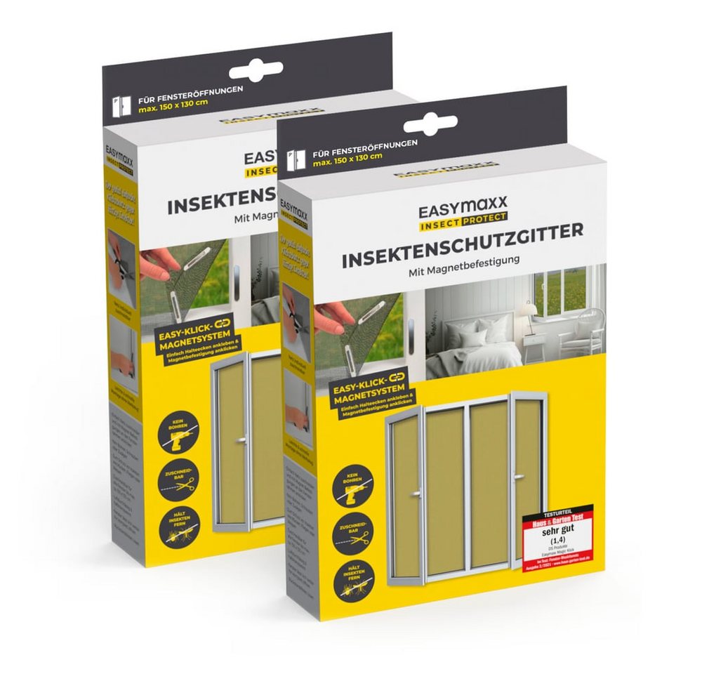 EASYmaxx Insektenschutz-Fensterrahmen Fliegengitter für Fenster mit Magic Click 150 x 130 cm, (2-St), Moskitonetz zuschneidbar, Einfache Montage mit 12 Magneten Bild 5