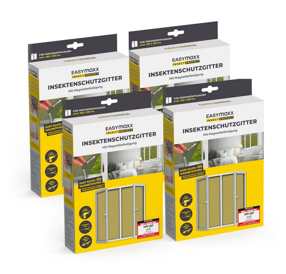 EASYmaxx Insektenschutz-Fensterrahmen Insect Protect Insekten- & Pollenschutzgitter 150 x 130 cm, (4-St), Moskitonetz zuschneidbar, Einfache Montage mit 12 Magneten Bild 3