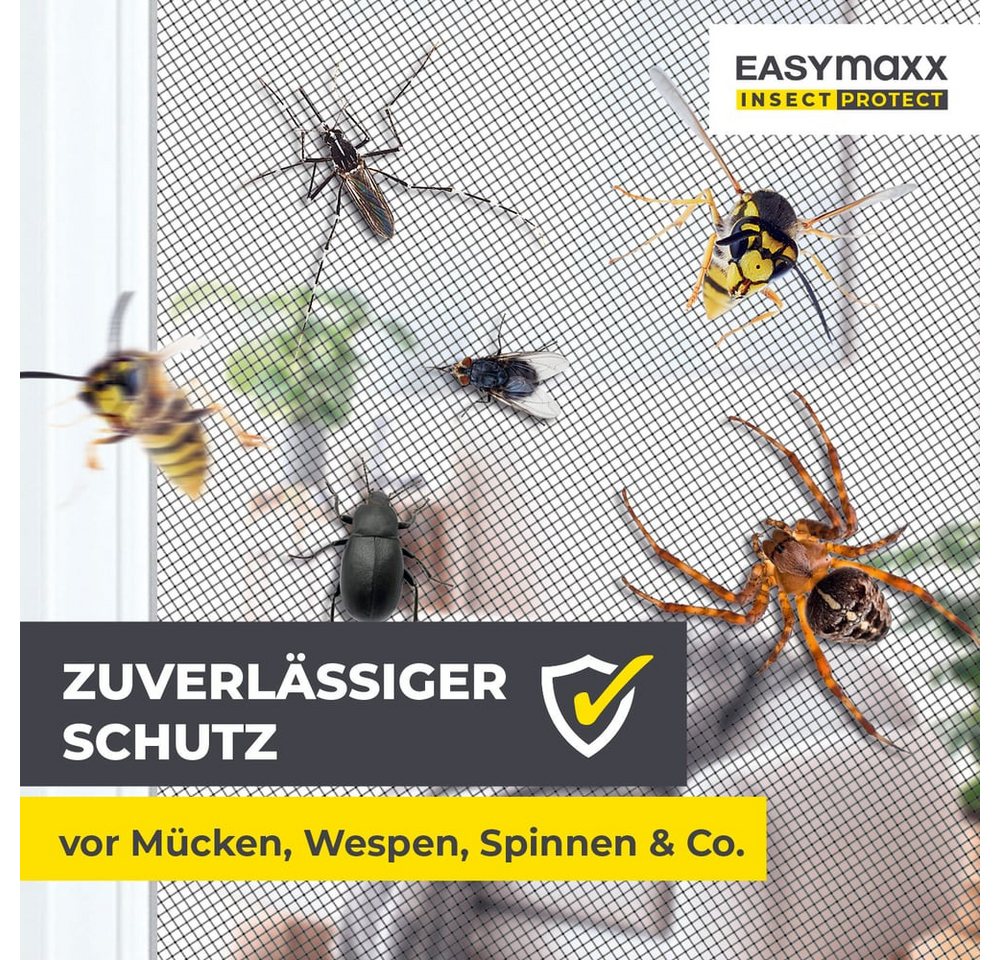 EASYmaxx Insektenschutz-Fensterrahmen Insect Protect Insekten- & Pollenschutzgitter 150 x 130 cm, (4-St), Moskitonetz zuschneidbar, Einfache Montage mit 12 Magneten Bild 5
