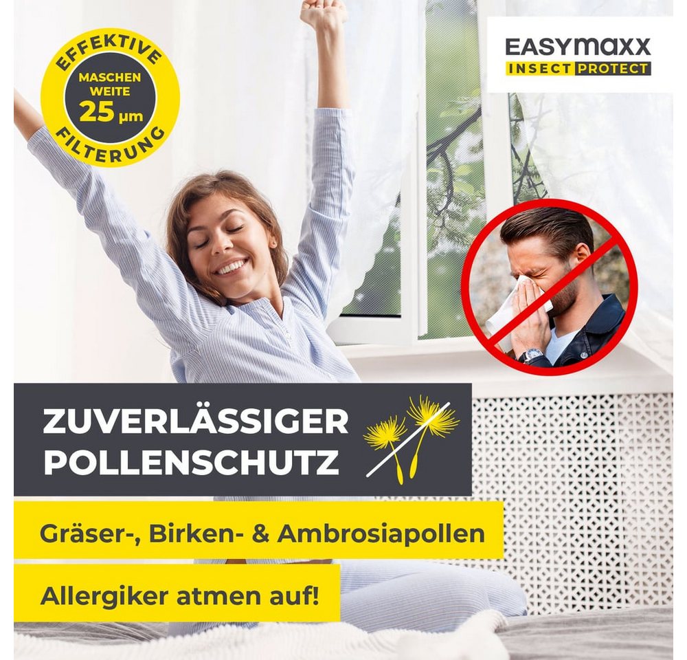 EASYmaxx Insektenschutz-Fensterrahmen Insect Protect Insekten- & Pollenschutzgitter 150 x 130 cm, (1-St), Moskitonetz zuschneidbar, Einfache Montage mit 12 Magneten Bild 3