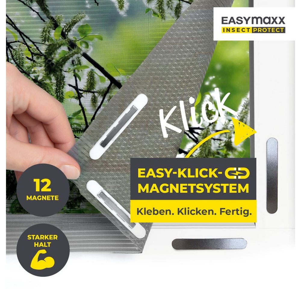 EASYmaxx Insektenschutz-Fensterrahmen Insect Protect Insekten- & Pollenschutzgitter 150 x 130 cm, (1-St), Moskitonetz zuschneidbar, Einfache Montage mit 12 Magneten Bild 5