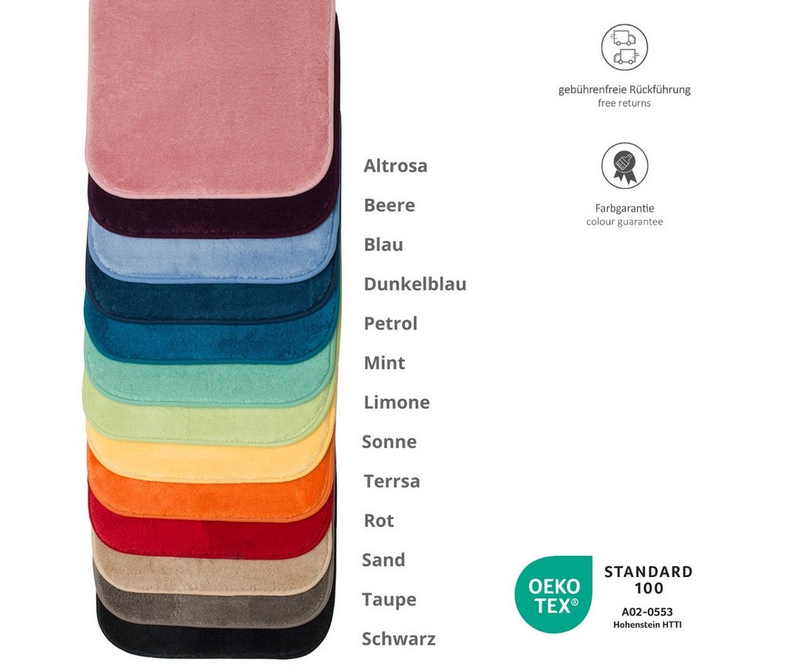 liebling Badematte Badteppich Santos, rutschhemmend beschichtet, schnell trocknend, Polyester, mit Ausschnitt, starke Saugfähigkeit, formstabil, in vielen Farben und Größen
