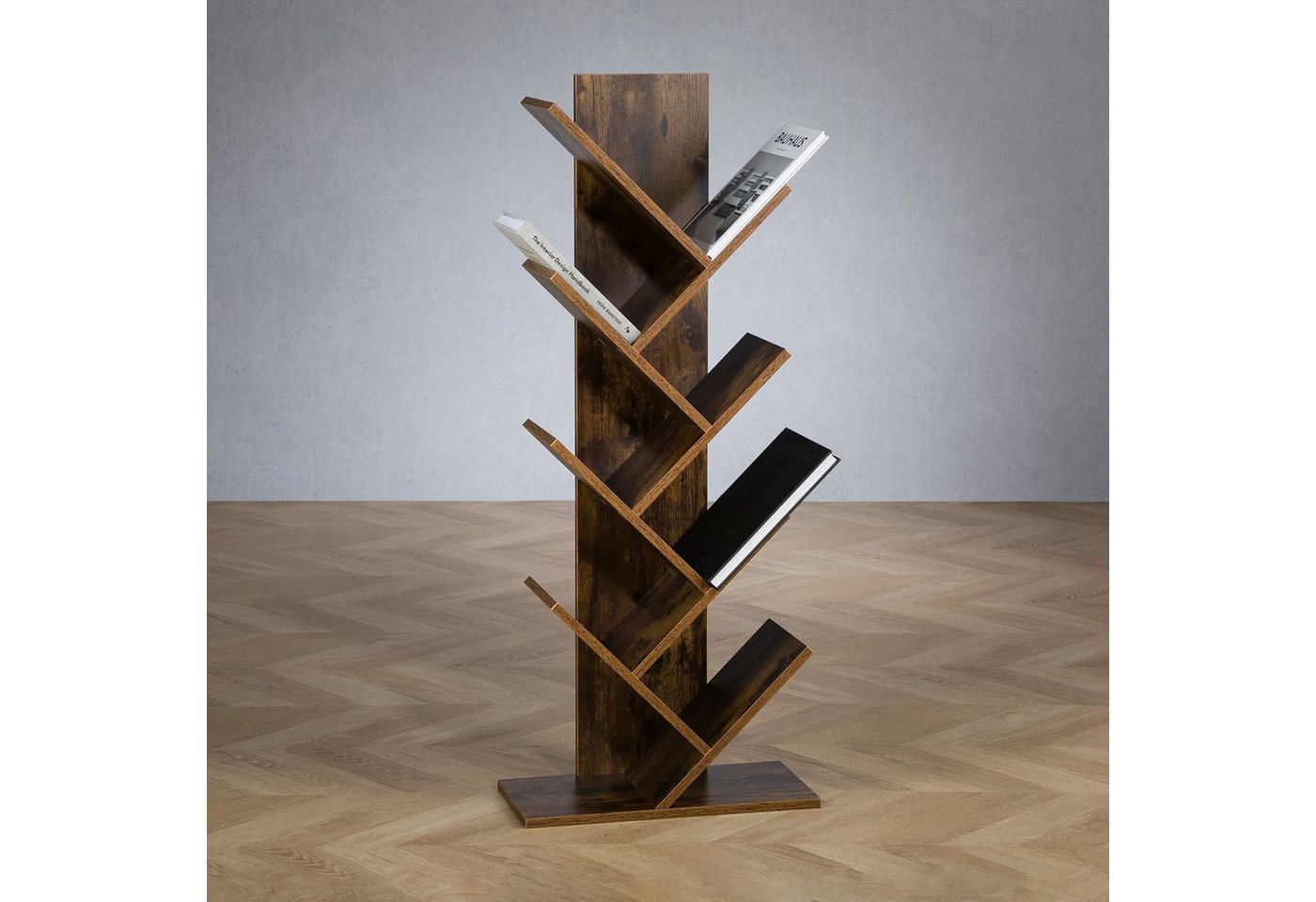 IDIMEX Bücherregal JULES, Design Regal freistehend mit 7 Ablagen Braun