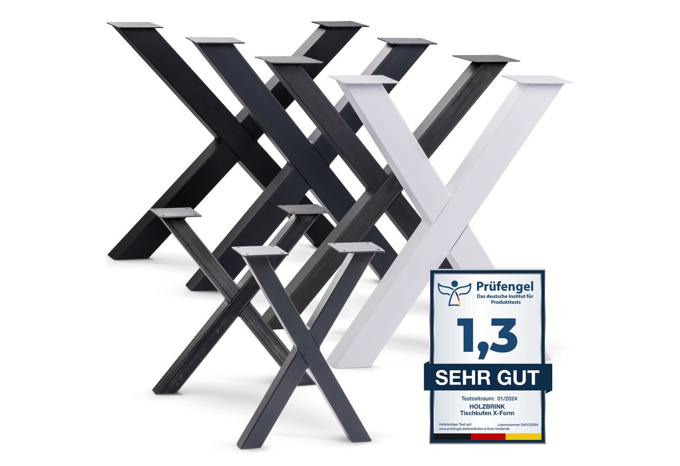 HOLZBRINK Tischbein Tischbeine Metall Grau X-form, Tischkufen/Tischgestell für Couchtisch 1 Stück Möbelfüße 30x43 cm Bild 2