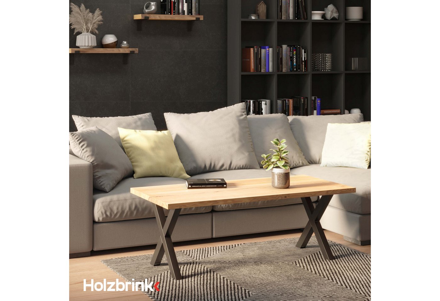 HOLZBRINK Tischbein Tischbeine Metall Grau X-form, Tischkufen/Tischgestell für Couchtisch 1 Stück Möbelfüße 30x43 cm Bild 4