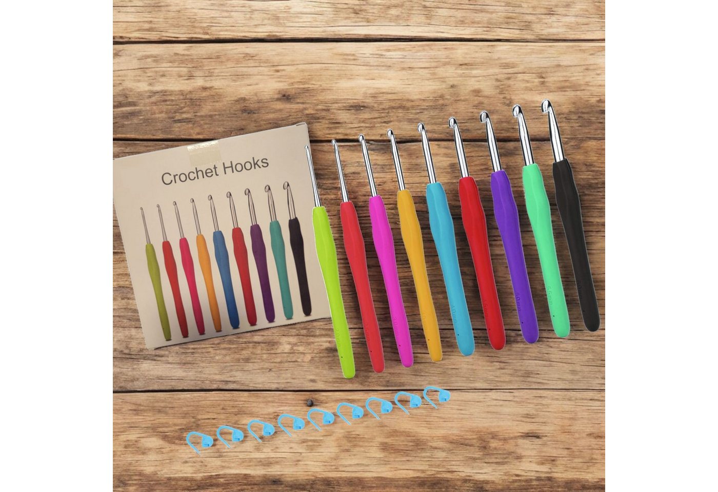 Preis-Shop24 Stricknadeln 9 tlg. Ergonomisches Häkelnadel Set
