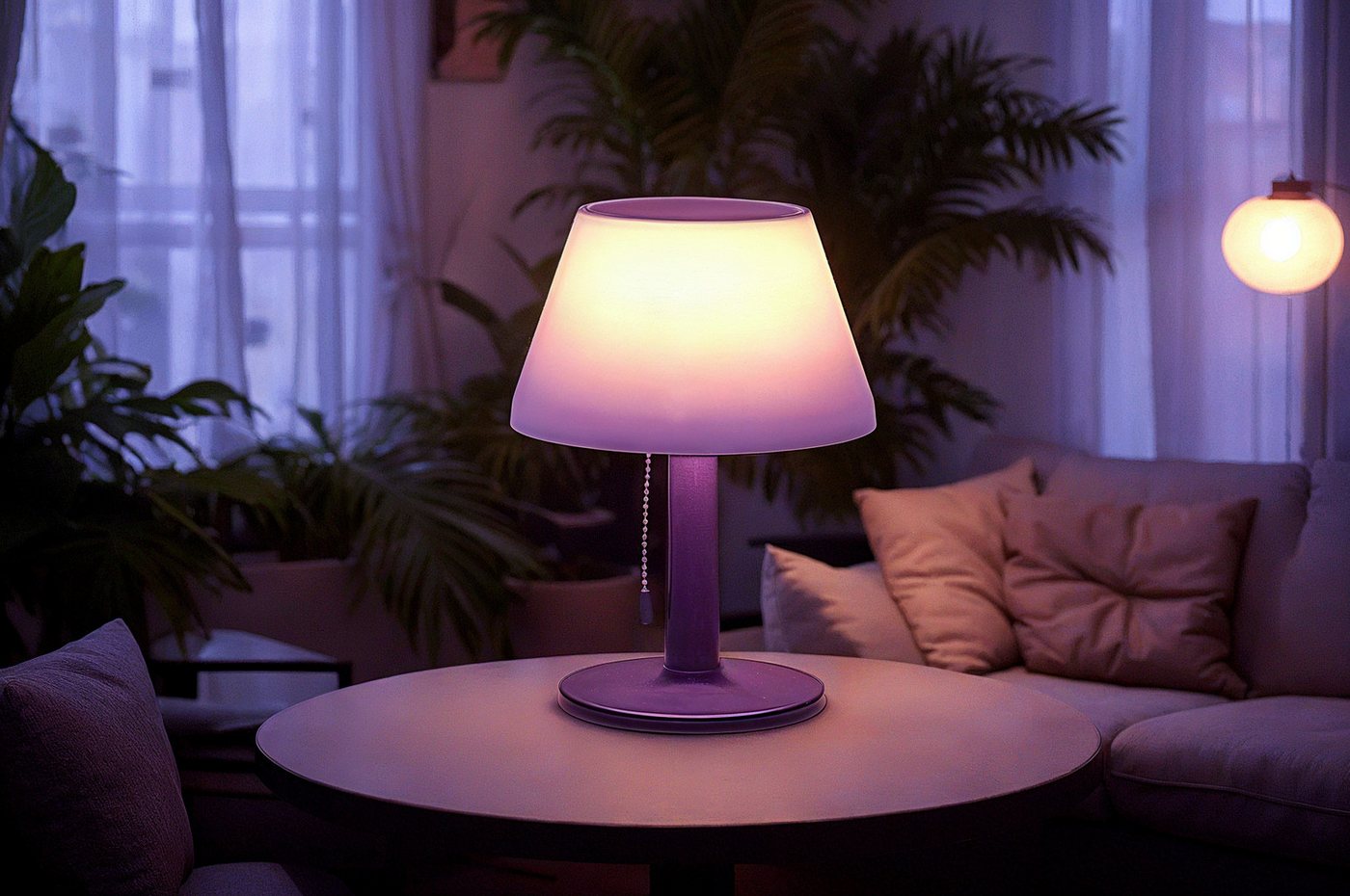 Die Bold GmbH LED Außen-Tischleuchte Sven, LED fest integriert, Warmweiß, Spritzwassergeschützt, Dimmbar, Nachtlicht, ca. 6h Akku, Warmweiß