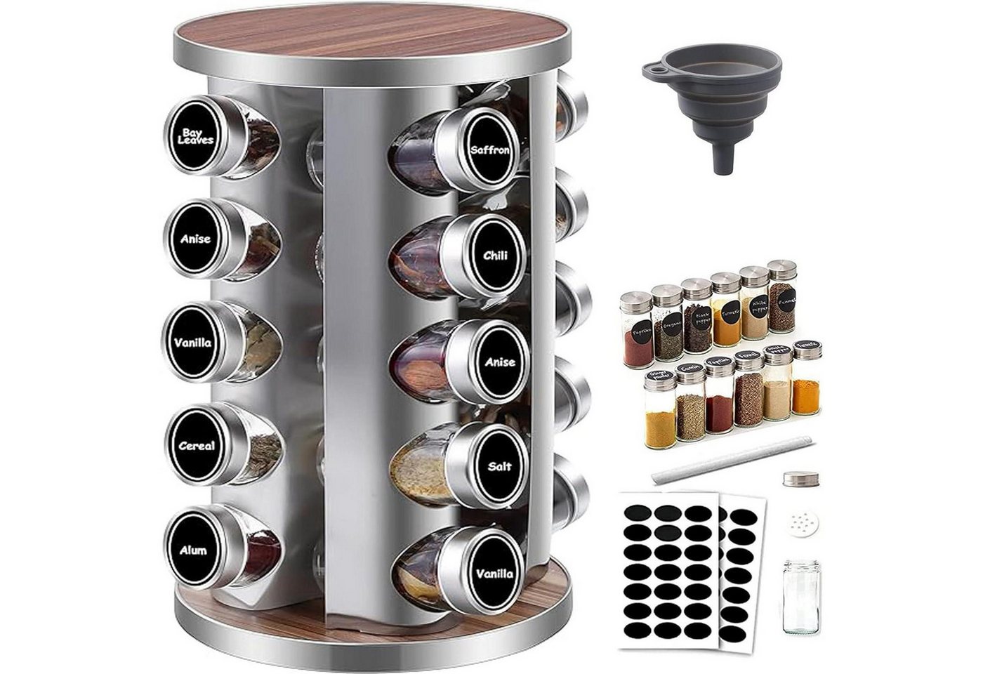 LuxusKollektion Gewürzregal Gewürzregal Gewürzkarussell drehbar Edelstahl Gewürzgläser 20 Bild 4