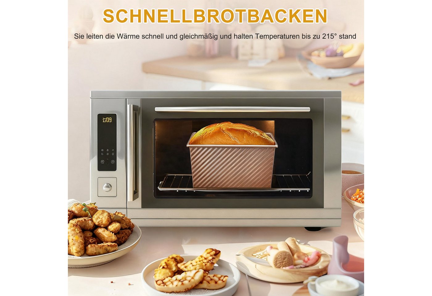 HEYHIPPO Brotbackform 2er-Set Toastbrotformen mit Deckel, Karbonstahl, Gold, antihaft, Toastbrot Kastenform mit Deckel, antihaft, langlebig, ideal für Kuchen Bild 3