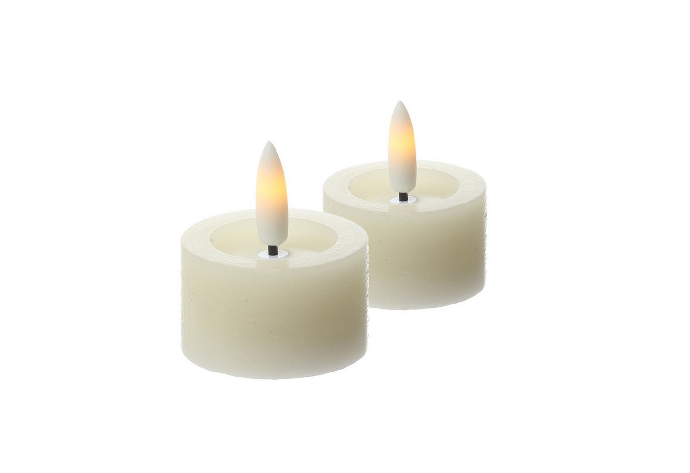 Adilina LED-Teelicht LED Teelichter Lina Rustik Optik mit Batterien Echtwachs 4,5cm 2Stück, LED Classic, warmweiß (2100K bis 3000K)