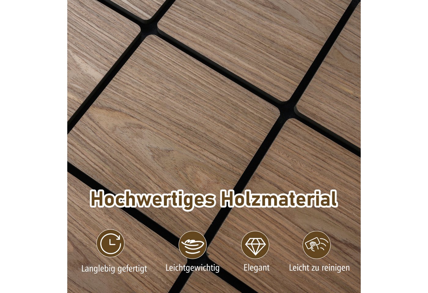 COSTWAY Akustikplatte, (4-St), Für Wände mit 9 quadratischen Holzplatten Bild 3
