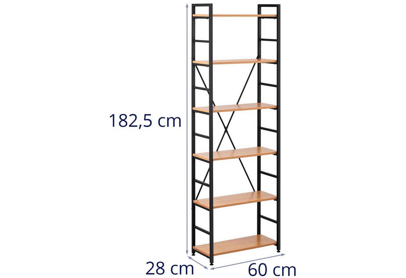 Fromm&Starck Bücherregal Standregal Regal 60 x 28 x 182.5 cm Metall 6 Ebenen 150 kg, verschiedene Größen Bild 5