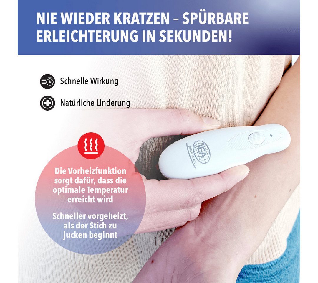 IEA Medical Insektenstichheiler Outdoor-Set Stichheiler USB-C, Mückenschutzpflaster, Schutztasche, Bundle, 3-tlg., 3-in-1 Set: Insektenstichheiler + Schutztasche + Mückenpflaster, Mückenschutz & Anwendung nach dem Stich, ohne Spray, für unterwegs Bild 2