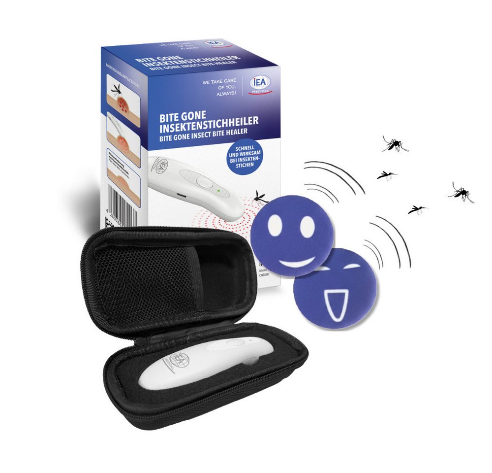 IEA Medical Insektenstichheiler Outdoor-Set Stichheiler USB-C, Mückenschutzpflaster, Schutztasche, Bundle, 3-tlg., 3-in-1 Set: Insektenstichheiler + Schutztasche + Mückenpflaster, Mückenschutz & Anwendung nach dem Stich, ohne Spray, für unterwegs Bild 5