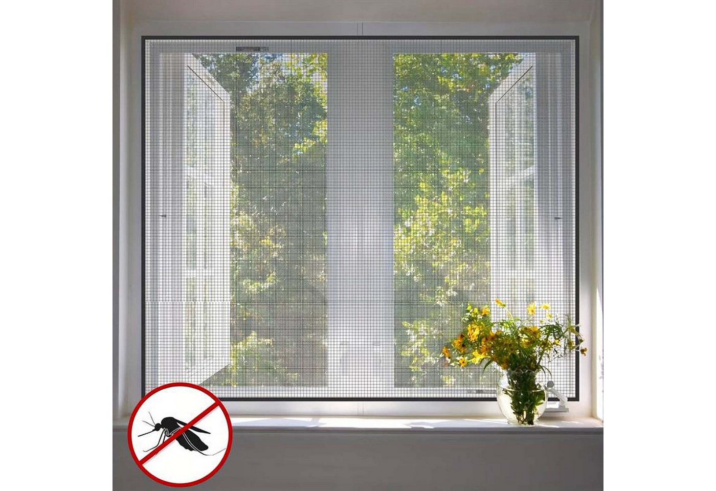 Agger Insektenschutz-Fensterrahmen 4st selbstklebende Fenster-Moskitonetze, Insektenschutzgitter