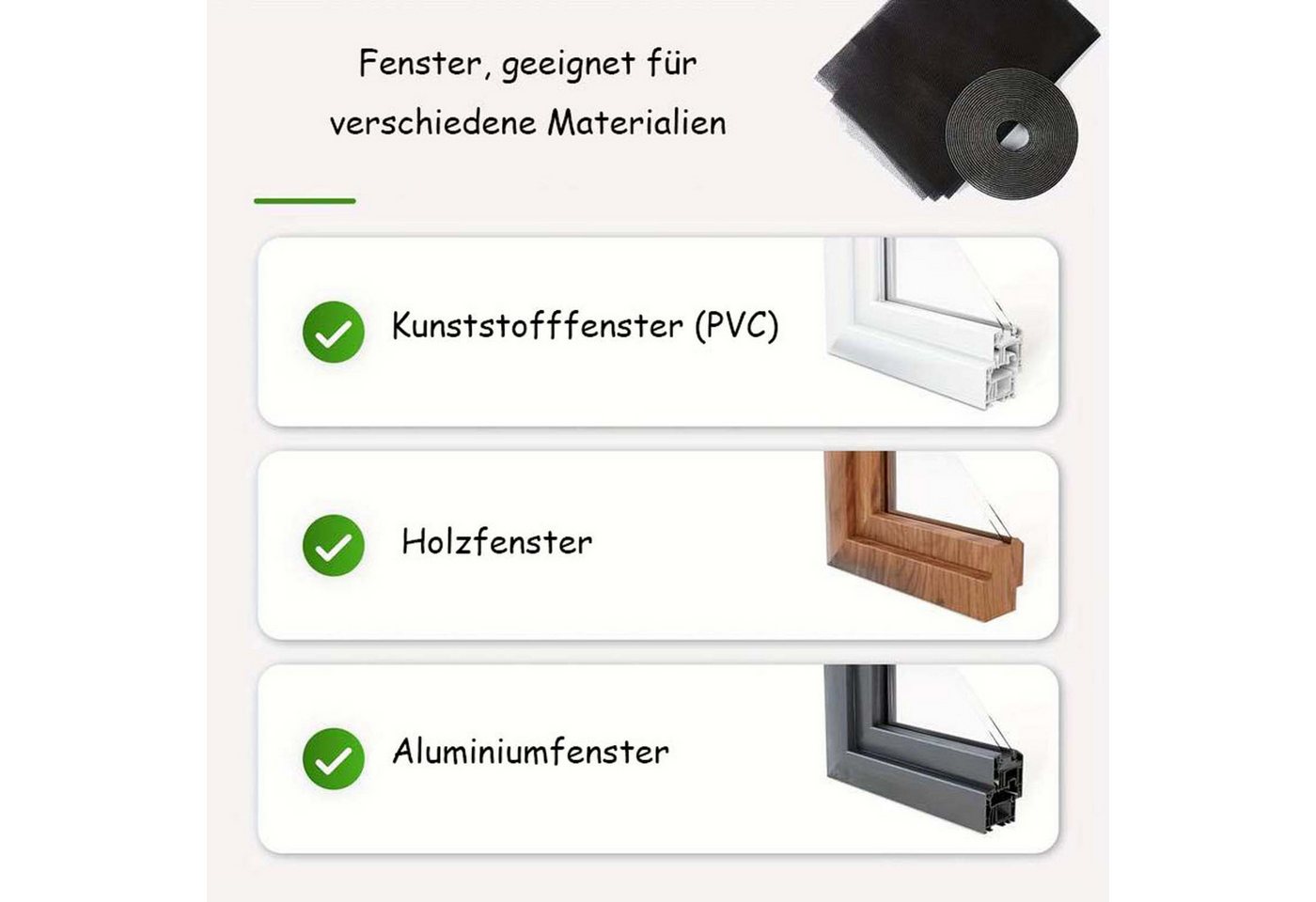 Agger Insektenschutz-Fensterrahmen 4st selbstklebende Fenster-Moskitonetze, Insektenschutzgitter Bild 4