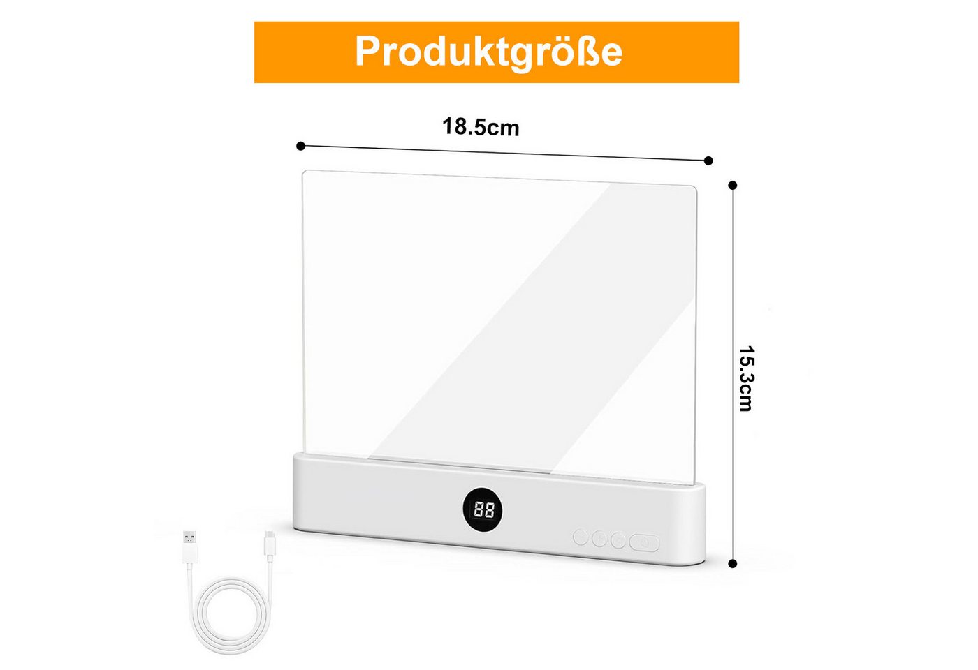 Rosnek LED Leselampe Buchlampe dimmbar mit Timer & 3 Lichtfarben, LED fest integriert, 1200 mAh, transparente Lichtplatte für Bett, Sofa, Büro & Reisen Bild 3