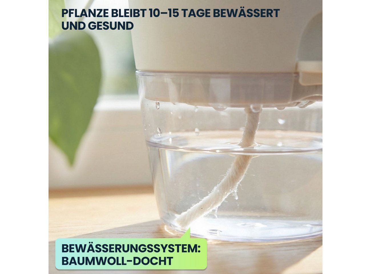 shop'n smile ideoon Blumentopf Blumentopf selbstbewässernd Ø18,5cm Pflanzgefäß mit Docht-System (6 St., 3er-Set & 6er-Set), 10-15 Tage Urlaubsschutz/transparentes Reservoir/ 18,5x15,5 cm Bild 2