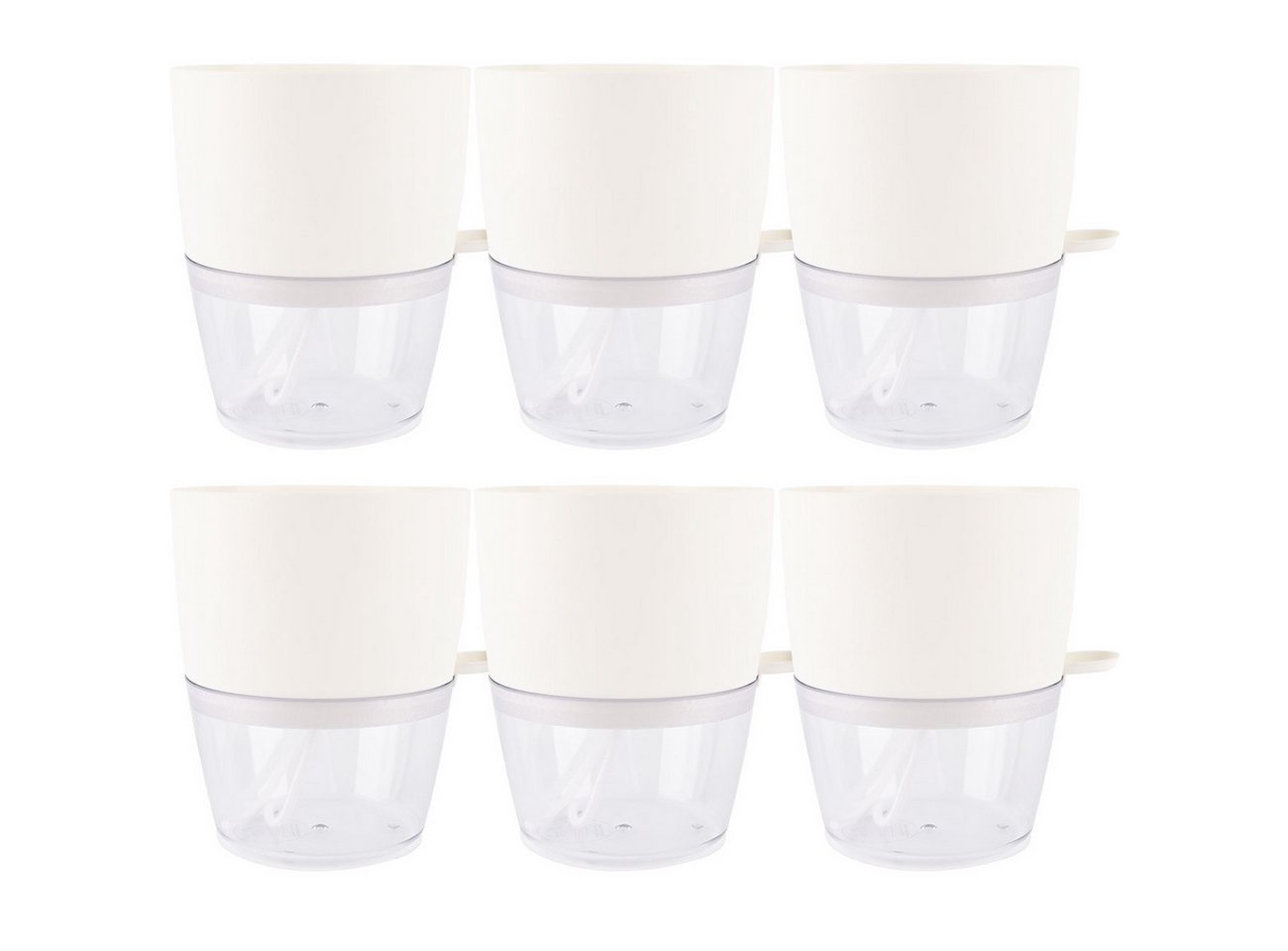 shop'n smile ideoon Blumentopf Blumentopf selbstbewässernd Ø18,5cm Pflanzgefäß mit Docht-System (6 St., 3er-Set & 6er-Set), 10-15 Tage Urlaubsschutz/transparentes Reservoir/ 18,5x15,5 cm Bild 3