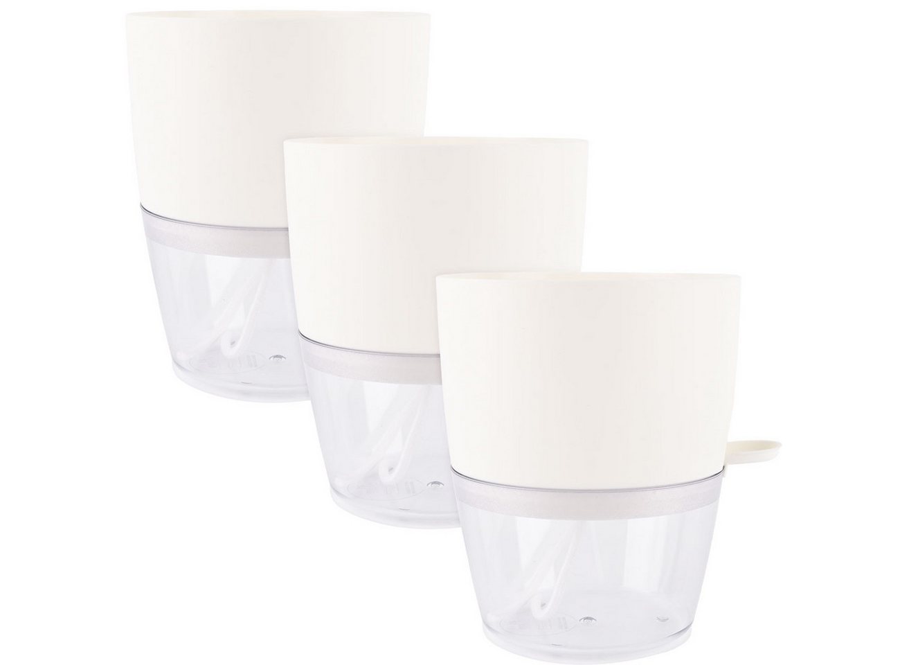 shop'n smile ideoon Blumentopf Blumentopf selbstbewässernd Ø18,5cm Pflanzgefäß mit Docht-System (3 St., 3er-Set & 6er-Set), 10-15 Tage Urlaubsschutz/transparentes Reservoir/ 18,5x15,5 cm Bild 3