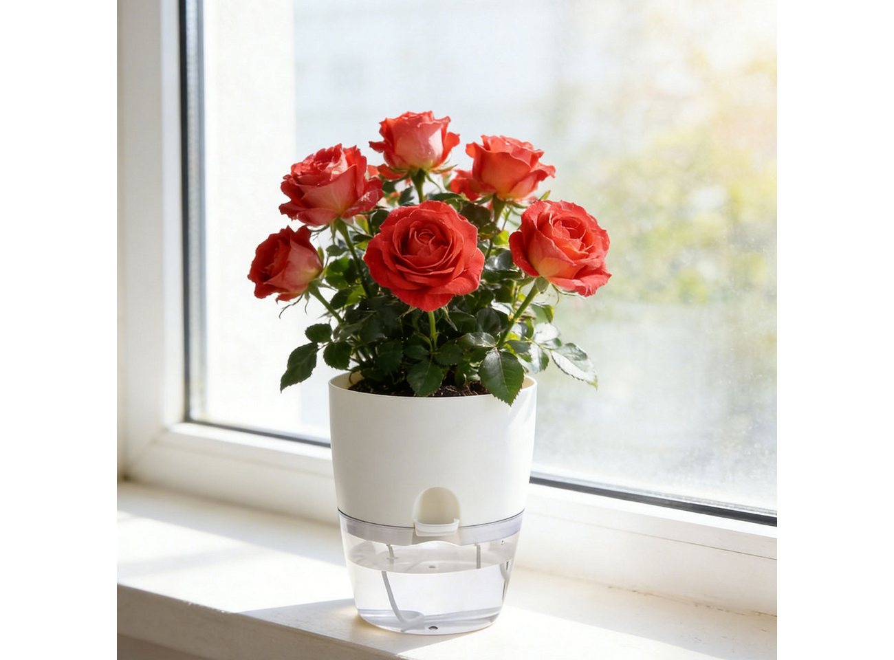 shop'n smile ideoon Blumentopf Blumentopf selbstbewässernd Ø18,5cm Pflanzgefäß mit Docht-System (3 St., 3er-Set & 6er-Set), 10-15 Tage Urlaubsschutz/transparentes Reservoir/ 18,5x15,5 cm Bild 5