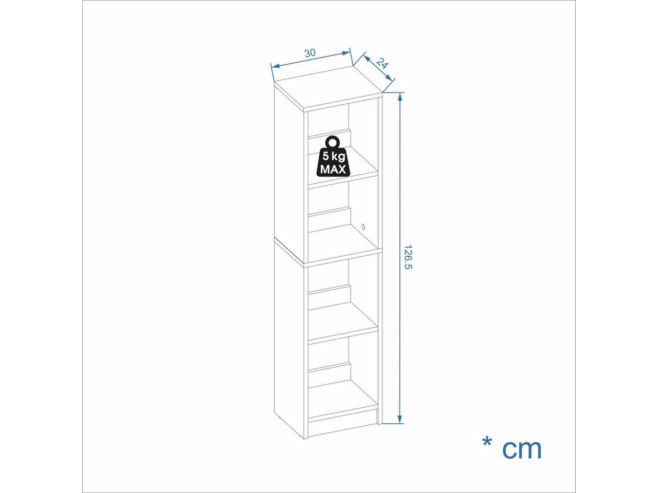 KOMTO Bücherregal LAKO Bücherregal 20-30 cm Breit, Schmales Regal mit 3-7 Fächern Bild 3