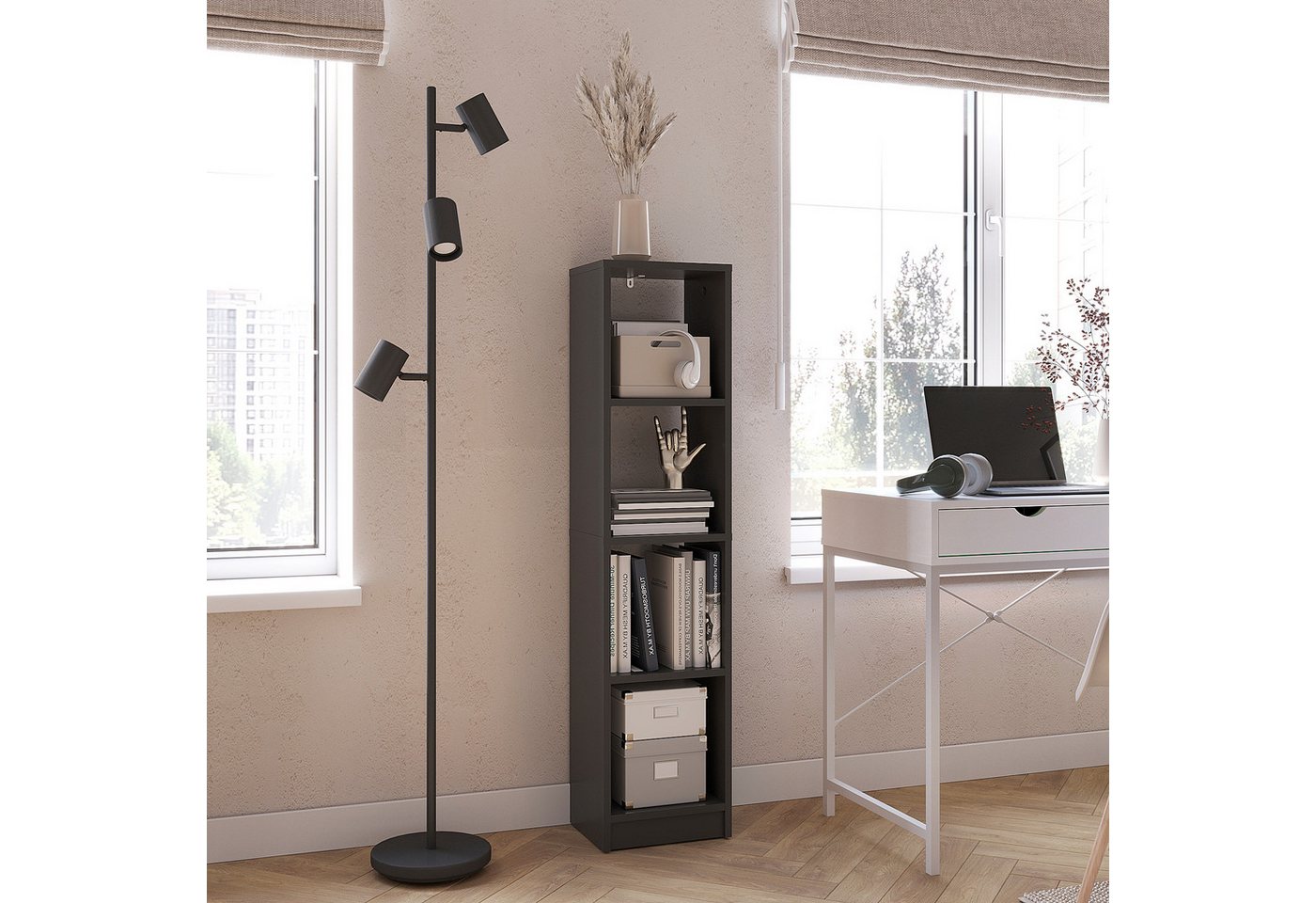 KOMTO Bücherregal LAKO Bücherregal 20-30 cm Breit, Schmales Regal mit 3-7 Fächern Bild 4