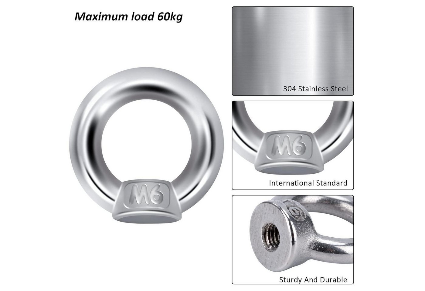 LuxusKollektion Ringmutter Ringmutter M6 Edelstahl Hebe-Hängezubehör 12er-Set
