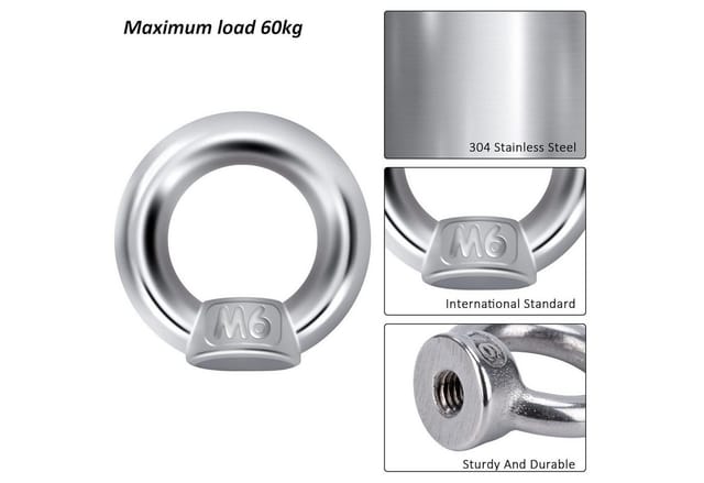 LuxusKollektion Ringmutter Ringmutter M6 Edelstahl Hebe-Hängezubehör 12er-Set