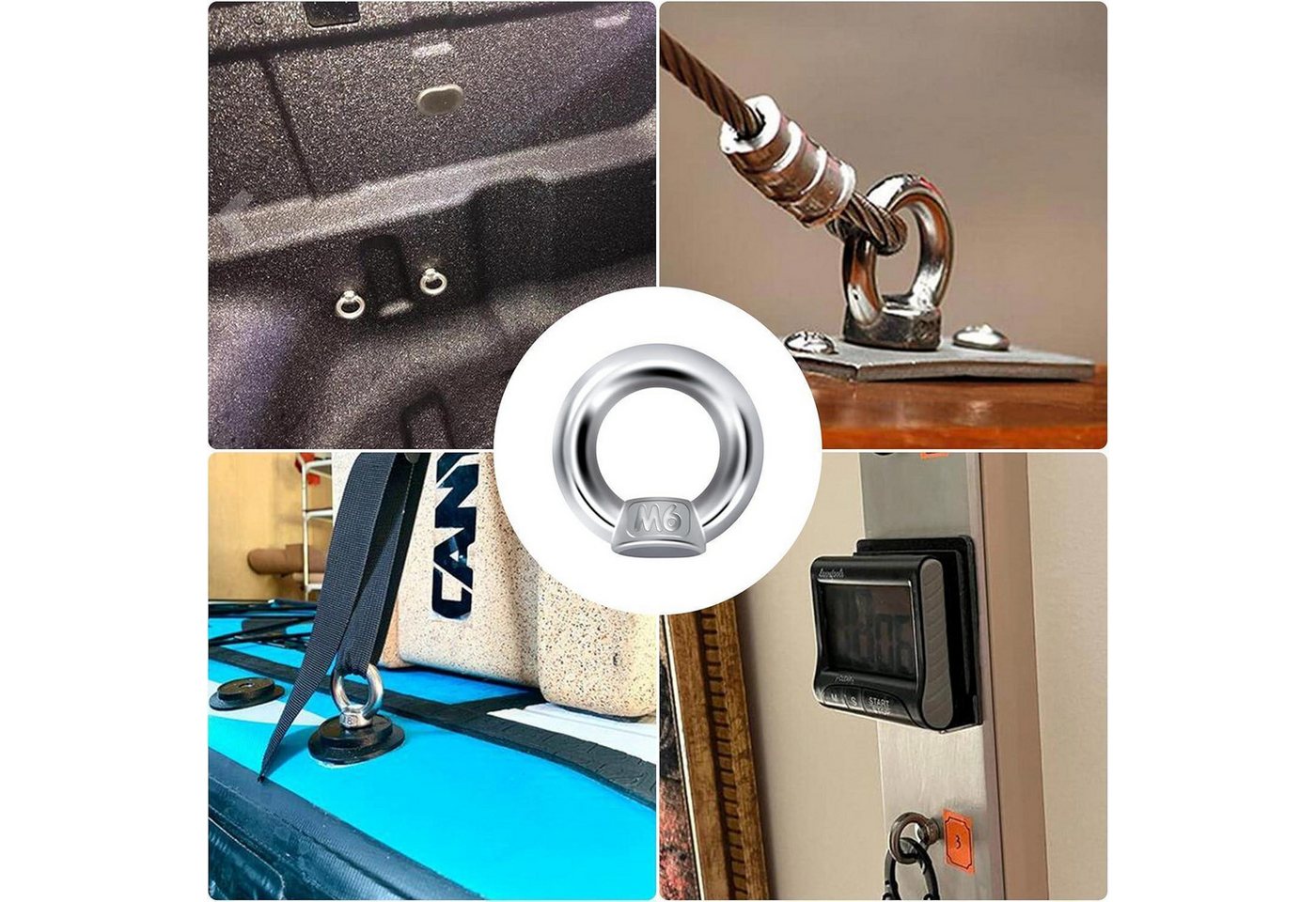 LuxusKollektion Ringmutter Ringmutter M6 Edelstahl Hebe-Hängezubehör 12er-Set Bild 2