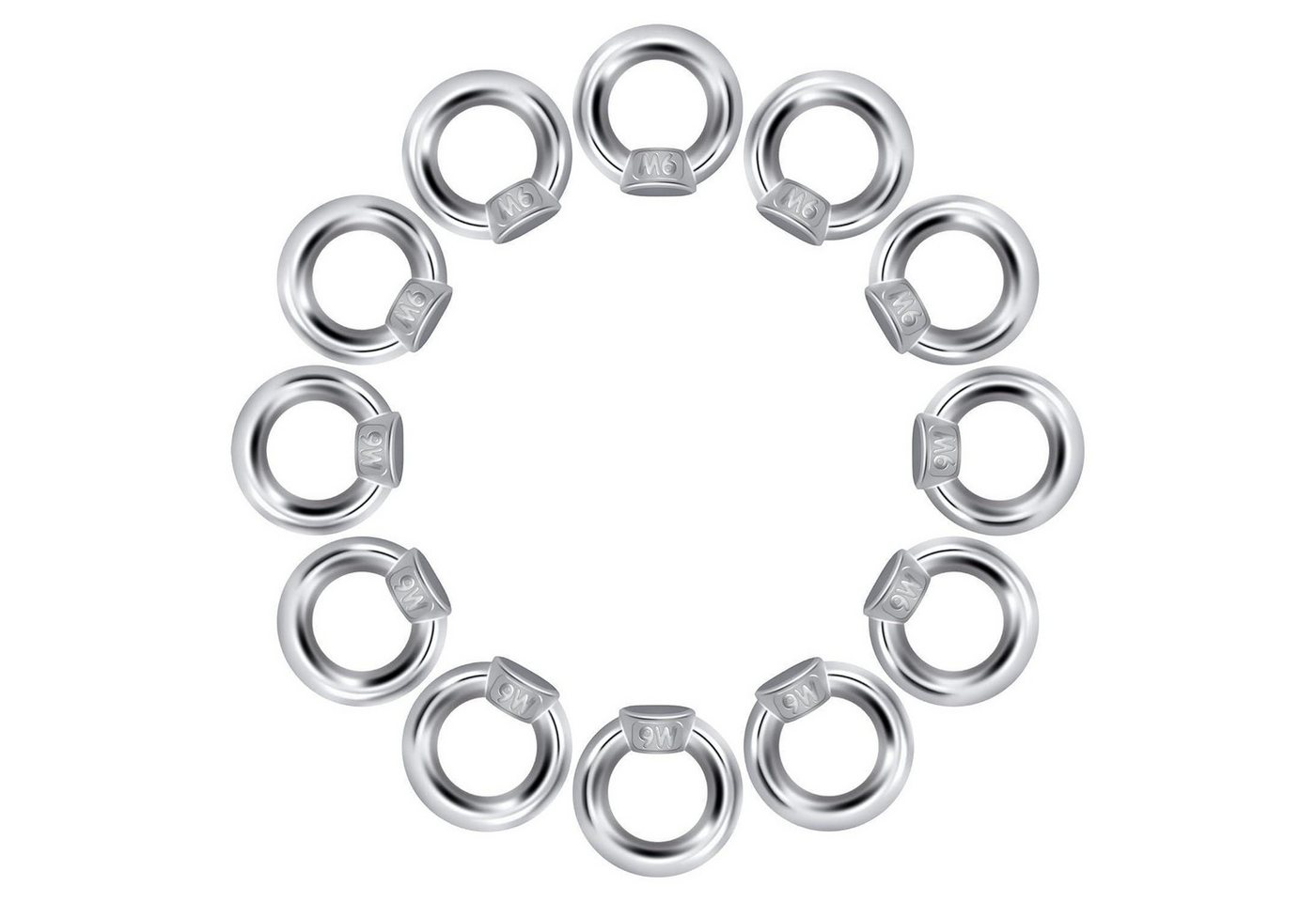 LuxusKollektion Ringmutter Ringmutter M6 Edelstahl Hebe-Hängezubehör 12er-Set Bild 3