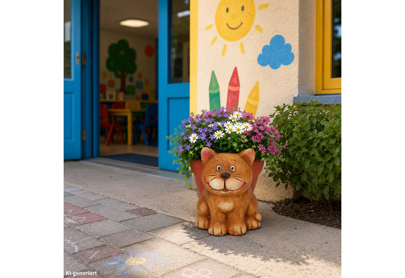 MamboCat Pflanzschale Übertopf Chrissi Katze Blumen Pflanze Magnesiumoxid innen Ø16cm Garten Bild 2