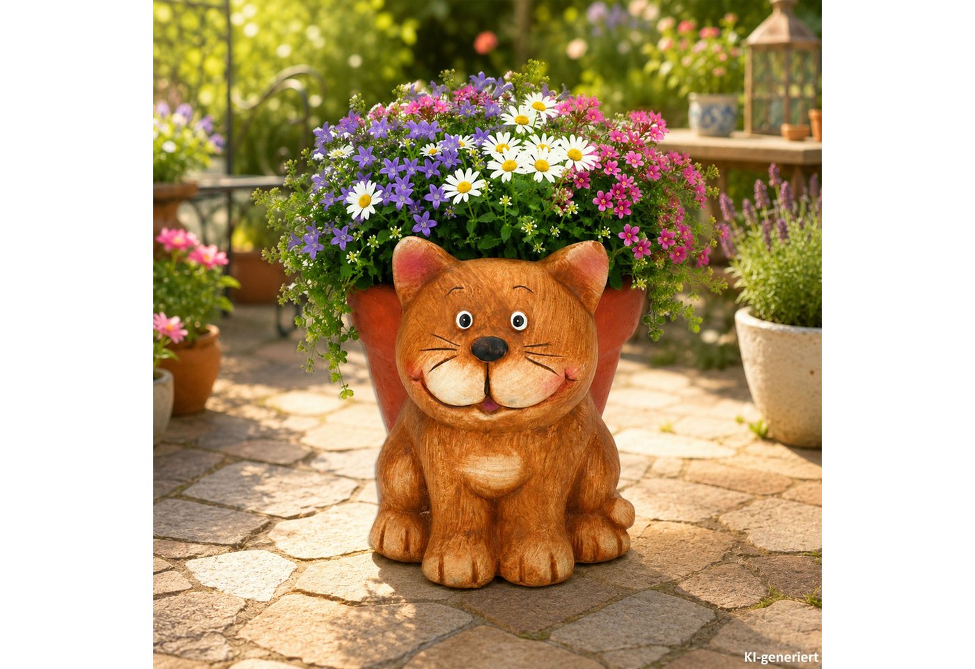 MamboCat Pflanzschale Übertopf Chrissi Katze Blumen Pflanze Magnesiumoxid innen Ø16cm Garten Bild 4