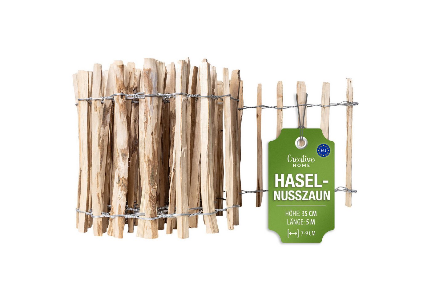 Creative Home Staketenzaun Staketenzaun Haselnusszaun Lattenabstand 7-9 cm Bild 2