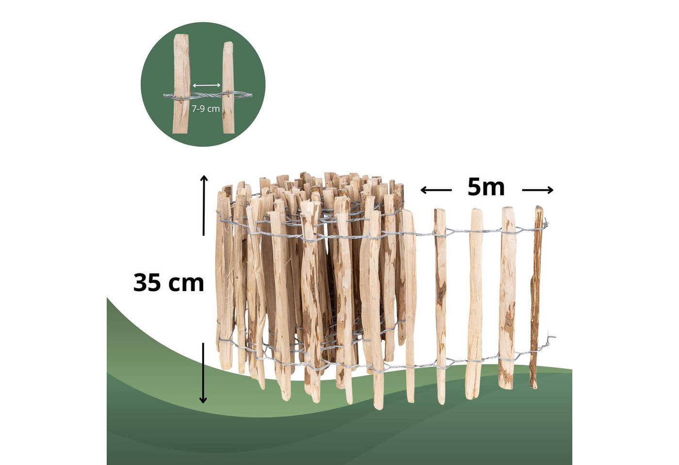 Creative Home Staketenzaun Staketenzaun Haselnusszaun Lattenabstand 7-9 cm Bild 3