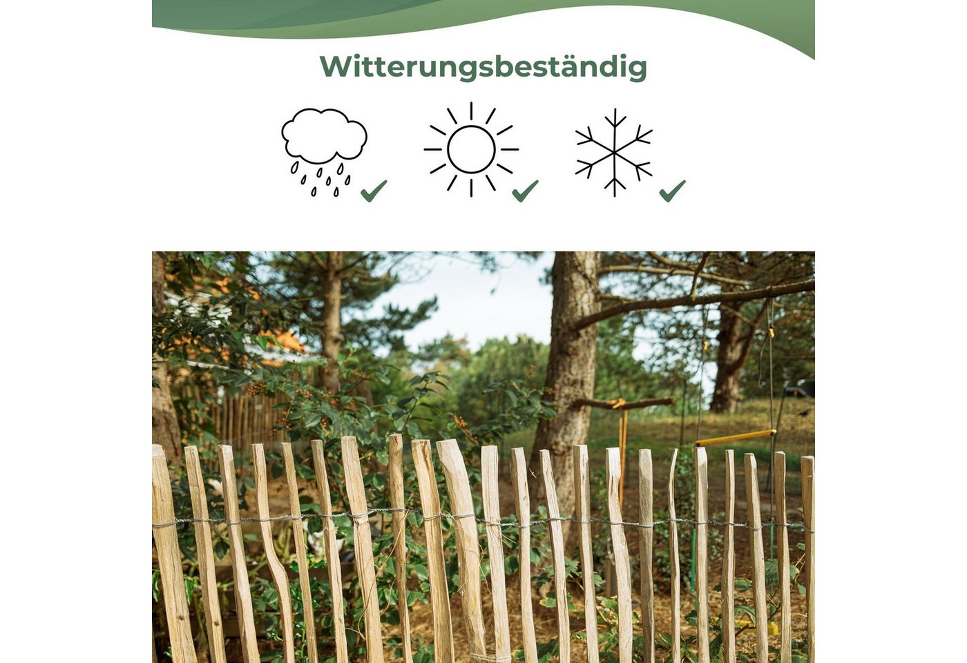 Creative Home Staketenzaun Staketenzaun Haselnusszaun Lattenabstand 7-9 cm Bild 4
