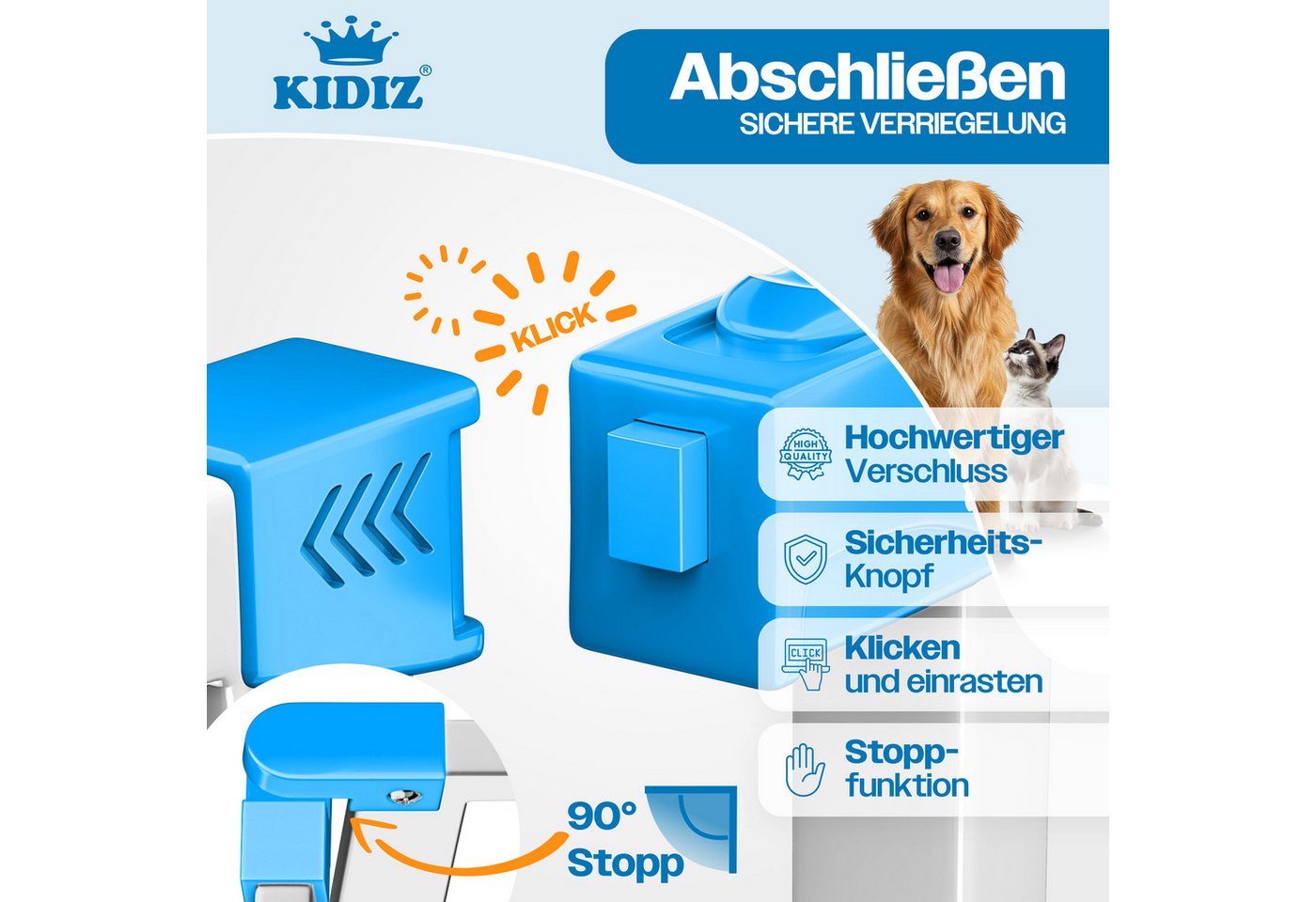 KIDIZ Türschutzgitter, Absperrgitter zum Klemmen mit Katzenklappe Treppenschutzgitter Bild 3