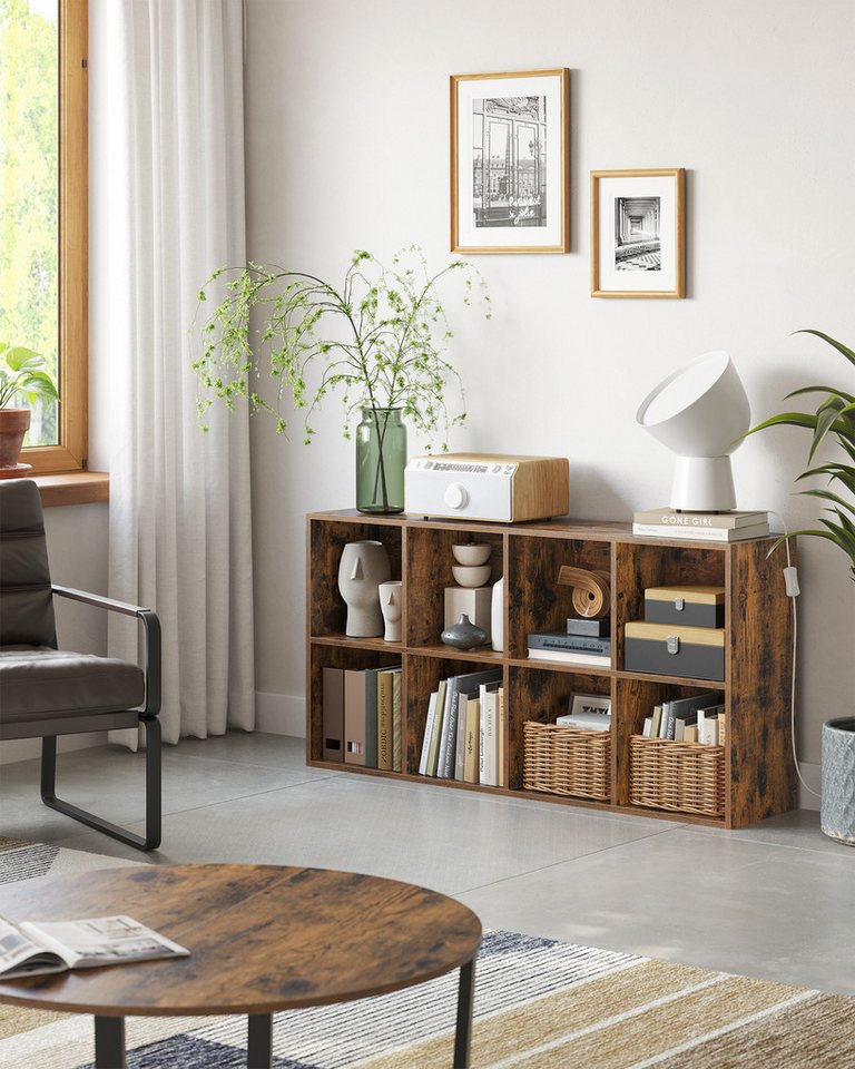 VASAGLE Bücherregal Bücherschrank, Würfelregal, freistehendes Aufbewahrungsregal, mit 8 Fächern, für Wohnzimmer, Schlafzimmer, Büro und Kinderzimmer