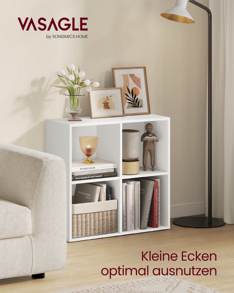 VASAGLE Bücherregal Bücherschrank, Würfelregal, freistehendes Aufbewahrungsregal, mit 4 Fächern, Würfelregal, 66x24x66 cm Bild 3