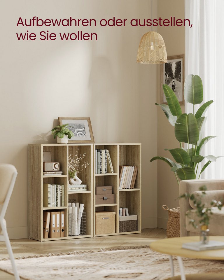 VASAGLE Bücherregal Bücherschrank, Würfelregal, freistehendes Aufbewahrungsregal, mit 5 Fächern, für Wohnzimmer, Schlafzimmer, Büro und Kinderzimmer