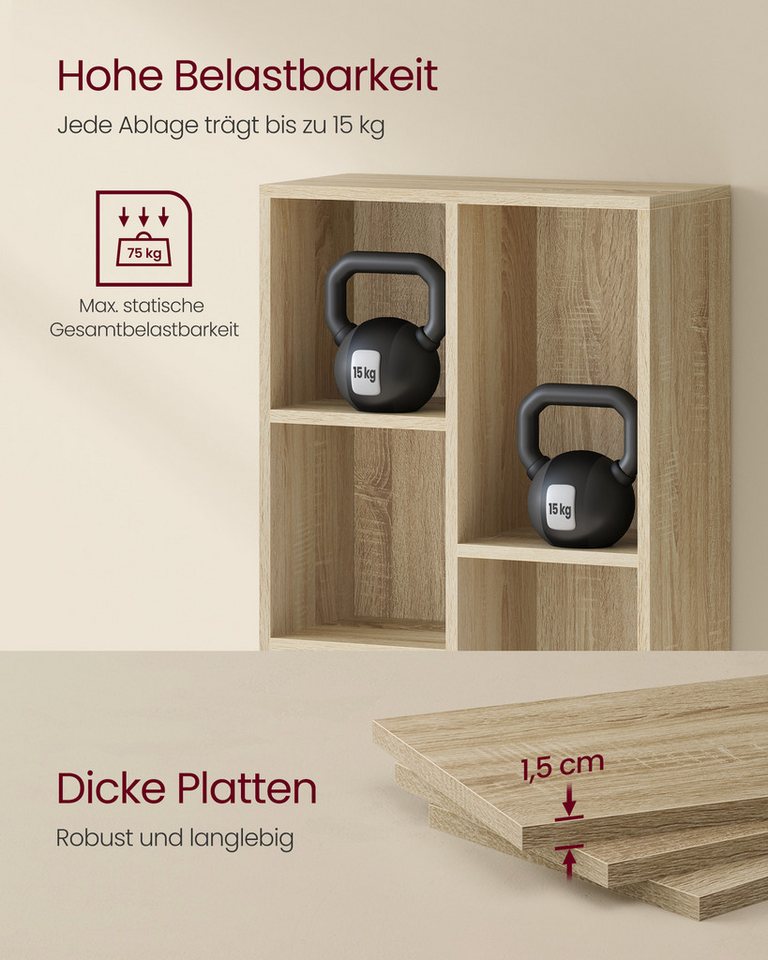 VASAGLE Bücherregal Bücherschrank, Würfelregal, freistehendes Aufbewahrungsregal, mit 5 Fächern, für Wohnzimmer, Schlafzimmer, Büro und Kinderzimmer Bild 4