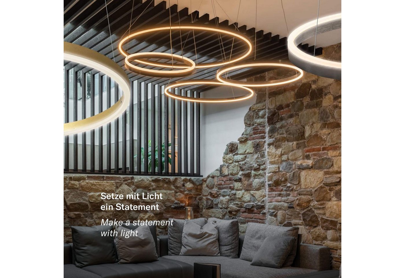 s.luce Pendelleuchte LED Ring Pendelleuchte rund Direkt oder Indirekt Weiß, Warmweiß
