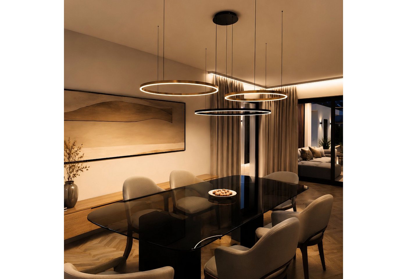 s.luce Pendelleuchte LED Ring Pendelleuchte rund Direkt oder Indirekt Weiß, Warmweiß Bild 4